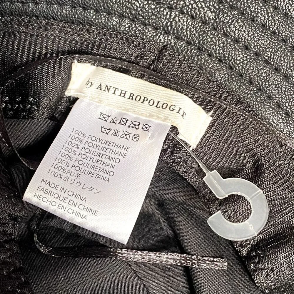 Anthropologie Faux Leather Bucket Hat Black Polyurethane Vegan Leather Womens OS